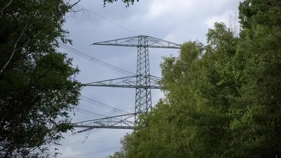 Stromleitungen, die zum Umspannwerk Turnow-Preilack bei Jänschwalde in Südbrandenburg gehören. 