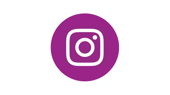Lilafarben gefüllter Kreis mit dem Logo von Instagram in der Mitte.