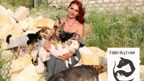 Frau mit Hund