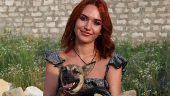 Frau mit Hund