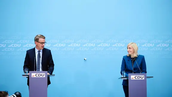CDU-Generalsekretär Carsten Linnemann und Bundesgesundheitsministerin Nina Warken auf der Führungstagung der CDU am 8. September 2025.