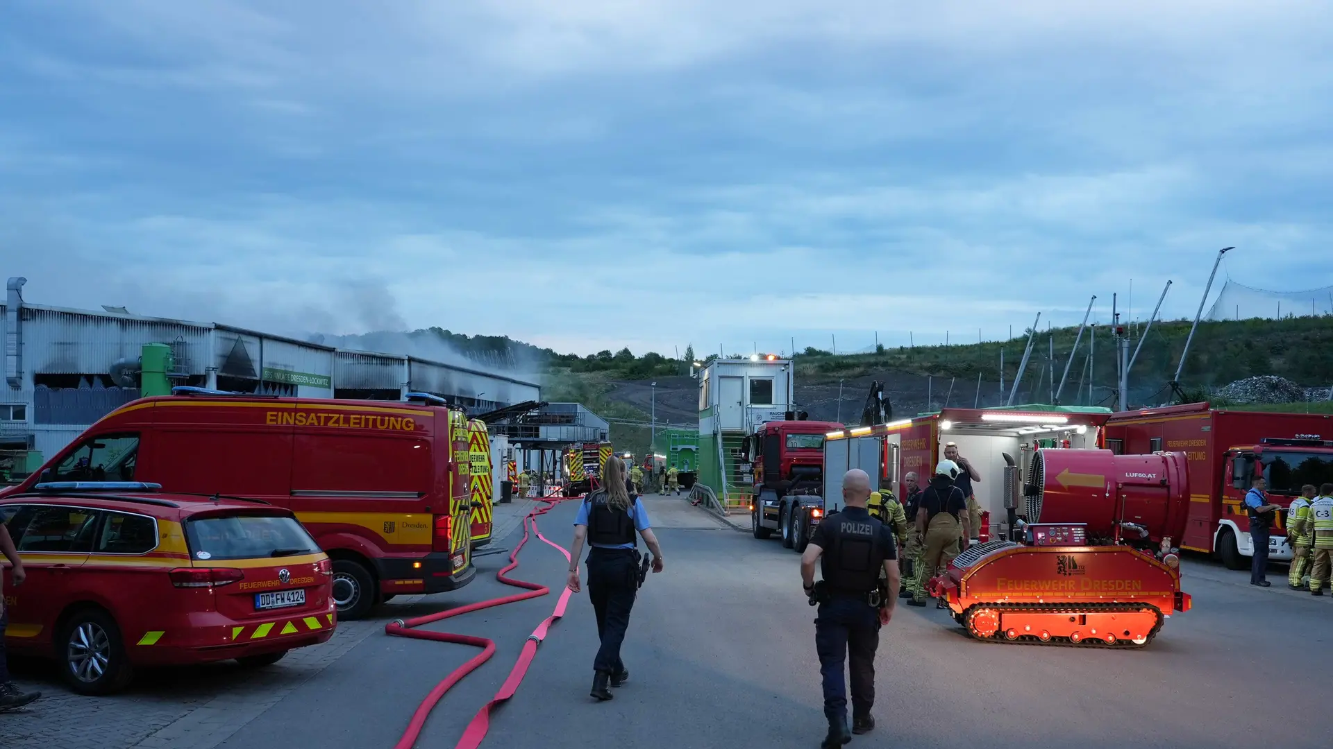 Dresden Firefighters Respond to Blaze at Recycling Plant