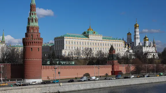 Eine Außenansicht des Kremls in Moskau, Russland.