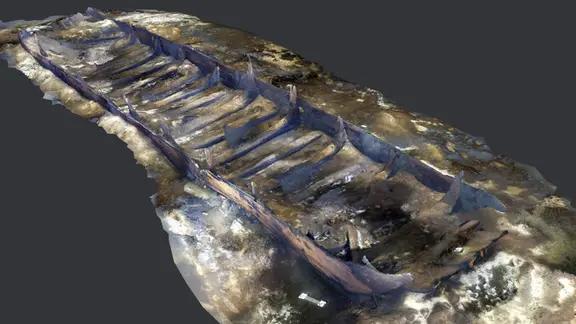 3D-Photogrammetrie der mittelalterlichen Prahm im Arendsee. 