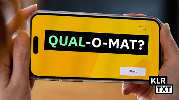 Auf einem Handy-Display erscheint der "Wahl-O-Mat".