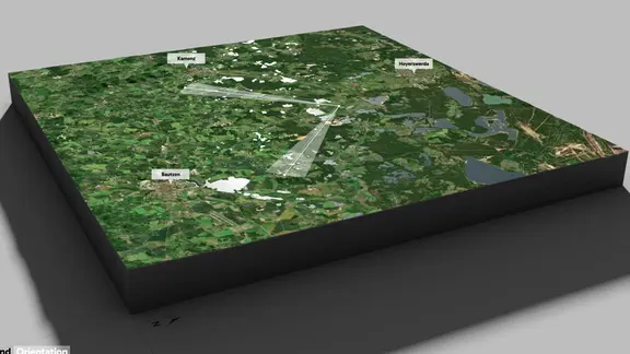 Schematische Darstellung der geplanten Lage des Einstein-Teleskops in der Lausitz