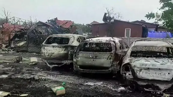 Zerstörungen in Kyryliwka (Quelle: Offizieller Kanal der russischen Ermittlungsbörde auf Telegram)