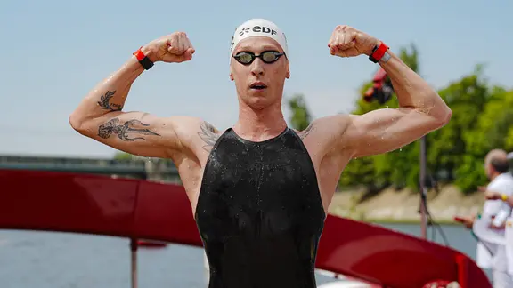 SCM-Schwimmer Florian Wellbrock nach seinem EM-Gold in Paris.