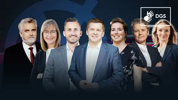 Freigestellte Porträts von sieben Spitzenkandidatinnen und Spitzenkandidaten zur Landtagswahl in Sachsen-Anhalt.