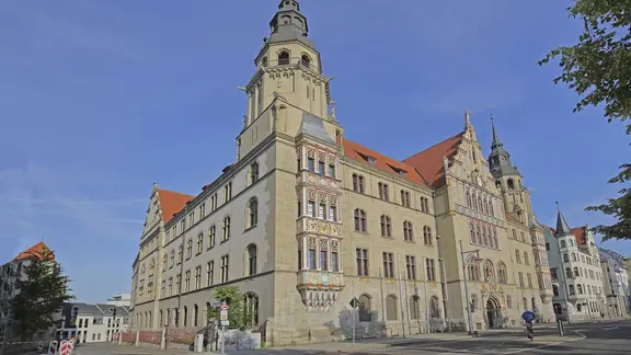 Das historische Gebäude des Landgerichts in Halle.