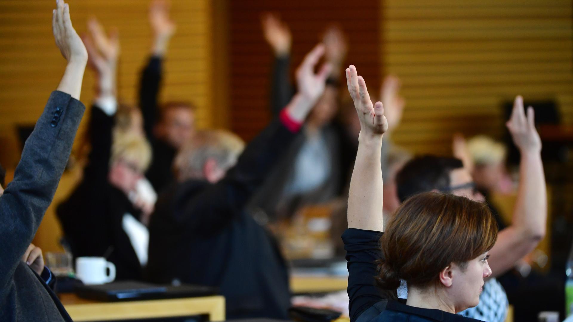 Abgeordnete stimmen im Plenarsaal des ThÃ¼ringer Landtags ab. Mehrere Fraktionen im ThÃ¼ringer Landtag halten den Vorschlag der FDP-Gruppe fÃ¼r ihre eigene kÃ¼nftige Finanzierung fÃ¼r Ã¼berzogen. | dpa/Martin Schutt