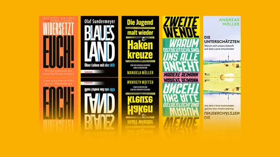 Eine Collage aus 5 unterschiedlichen Covern politischer Sachbücher.