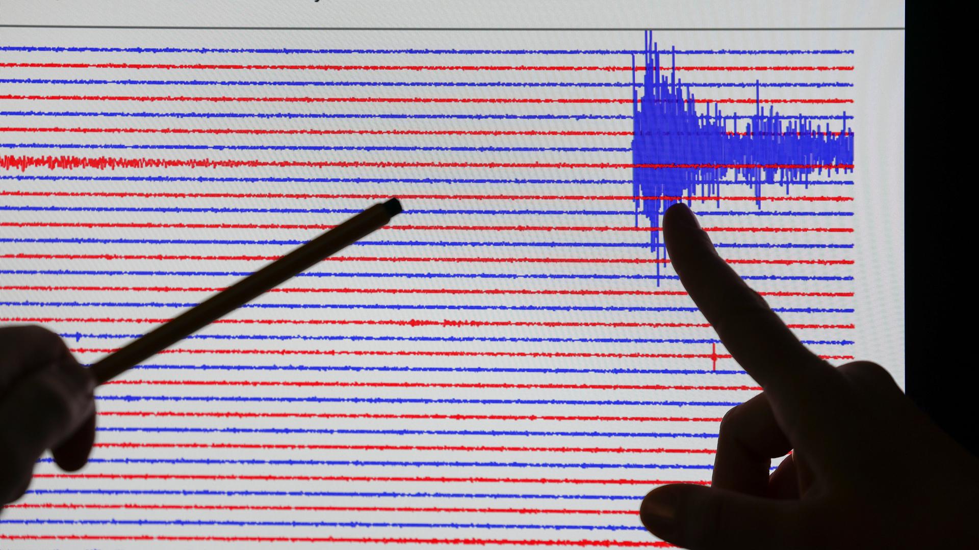 Mitarbeiter der TU Bergakademie Freiberg diskutieren im Datenzentrum Sachsennetz die seismischen Messwerte der Erdbebenmessstation Eibenstock.  | picture alliance/dpa | Jan Woitas