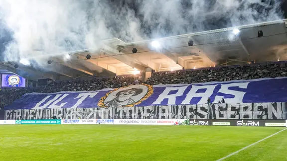 Ultras von Erzgebirge Aue im Stadion.