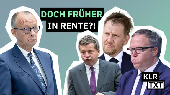 Eine Bildcollage mit Friedrich Merz, Sven Schulze, Michael Kretschmer und Mario Voigt.