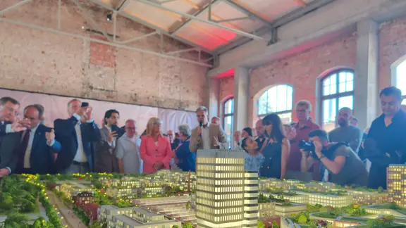 Modell des geplanten Stadtquartiers Rawsburg auf dem RAW-Gelände in Magdeburg