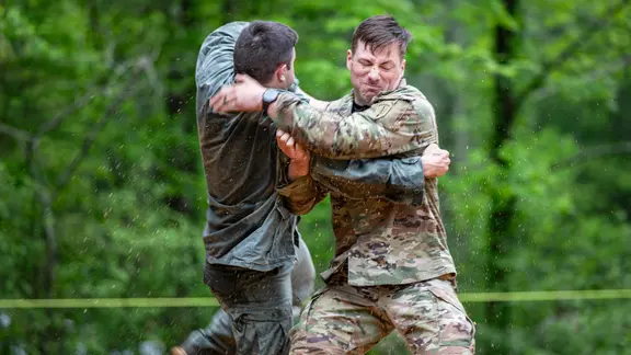 Nahkampf-Demonstration von US Army Rangers im Ausbildungscamp Dahlonega im US-Bundesstaat Georgia.