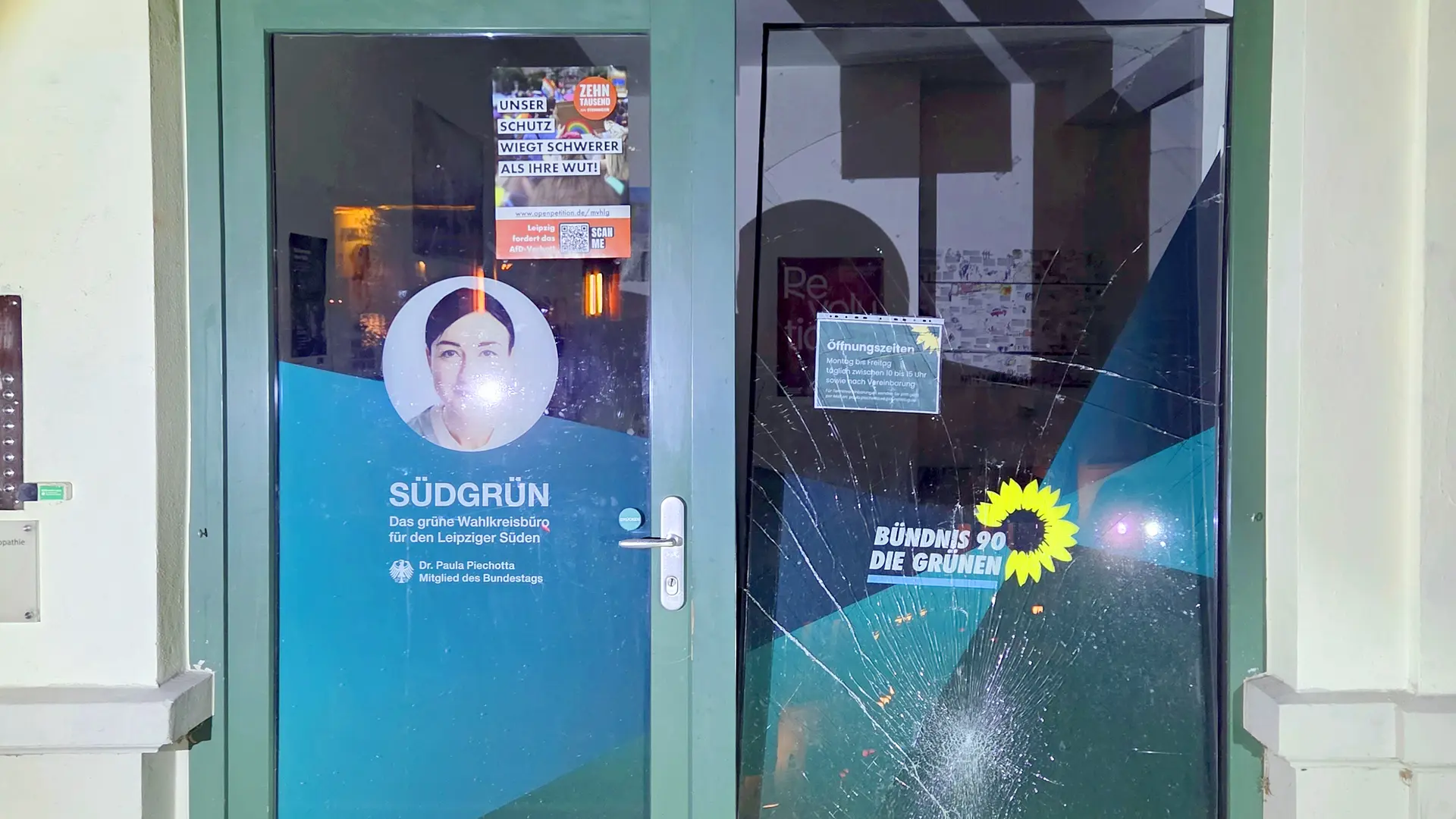 Angriff auf Büro von Bundestagsabgeordneten der Grünen in Leipzig