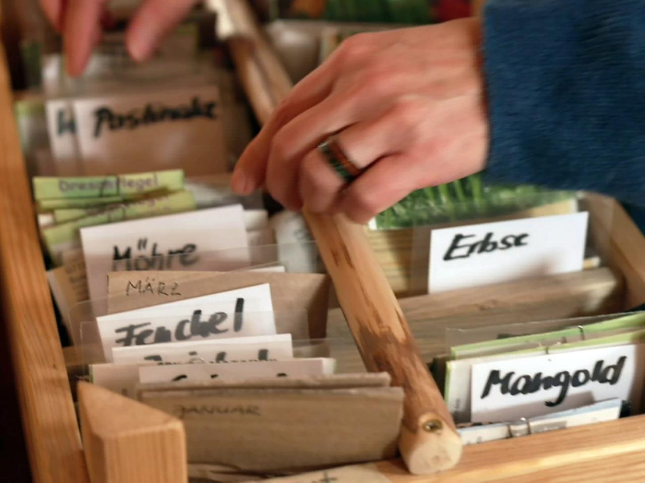 Gut sortiert: Eine Sammelkiste frs Saatgut