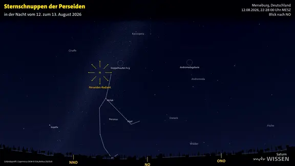 Vorschaubild zum Video, das den Radianten der Perseiden zeigt