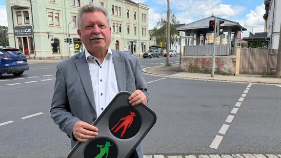Cowboy-Ampel in Radebeul.