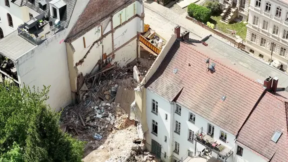 Drohnenaufnahmen eingestürztes Haus Görlitz 