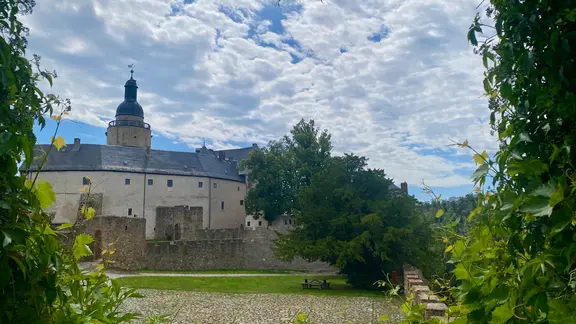 Blick zur Burg Falkenstein im Harz