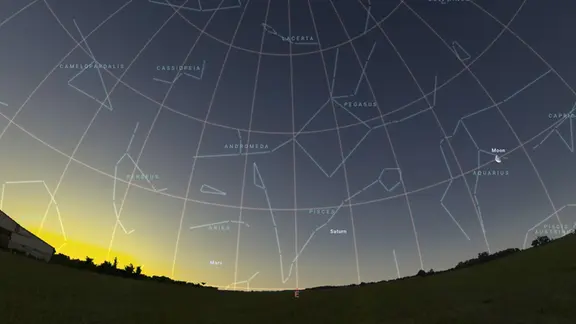 Der Morgenhimmel am 7. Juni, Richtung Osten