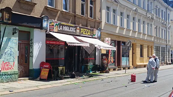 Das italienische Restaurant La Migliore nach der Explosion