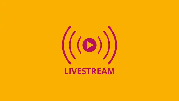 Icon für Livestream auf gelbem Untergrund