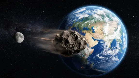 KI Darstellung des Vorbeiflugs von Asteroid 2026 JH2