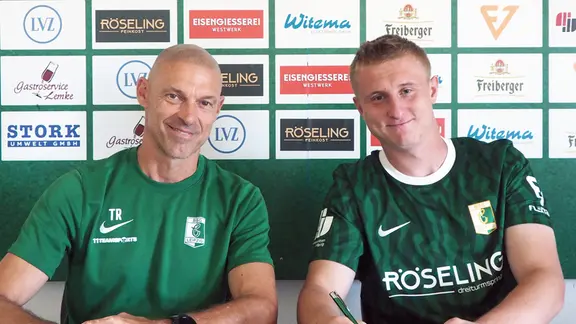 BSG-Neuzugang Philipp Kühn (rechts) mit Trainer Alexander Schmidt