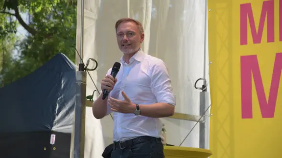 Christian Lindner bei einer FDP-Wahlkampfveranstaltung in Dresden