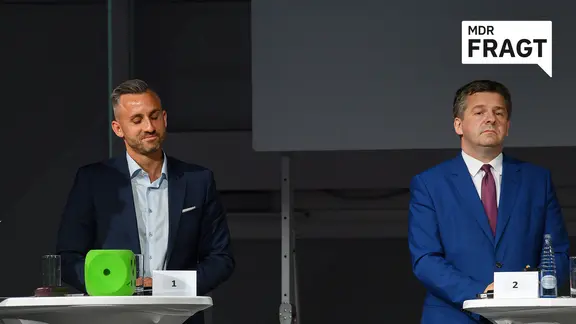 Ulrich Siegmund (l, AfD) und Sven Schulze (CDU)