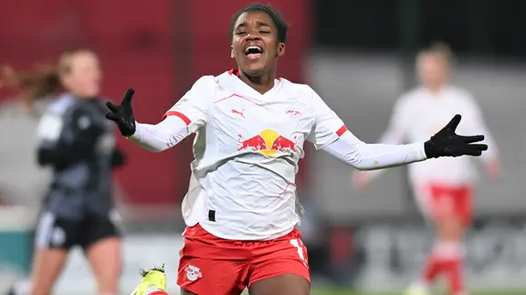 Delice Boboy bejubelt einen Treffer für RB Leipzig (Archivbild)