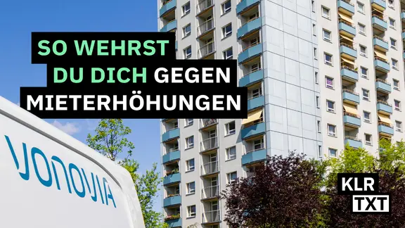 Plattenbau im Hintergrund, Vonovia-Schrift im Vordergrund