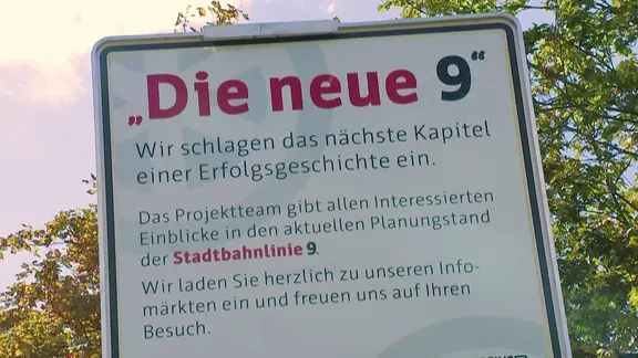 Hinweisschild "Die neue 9"