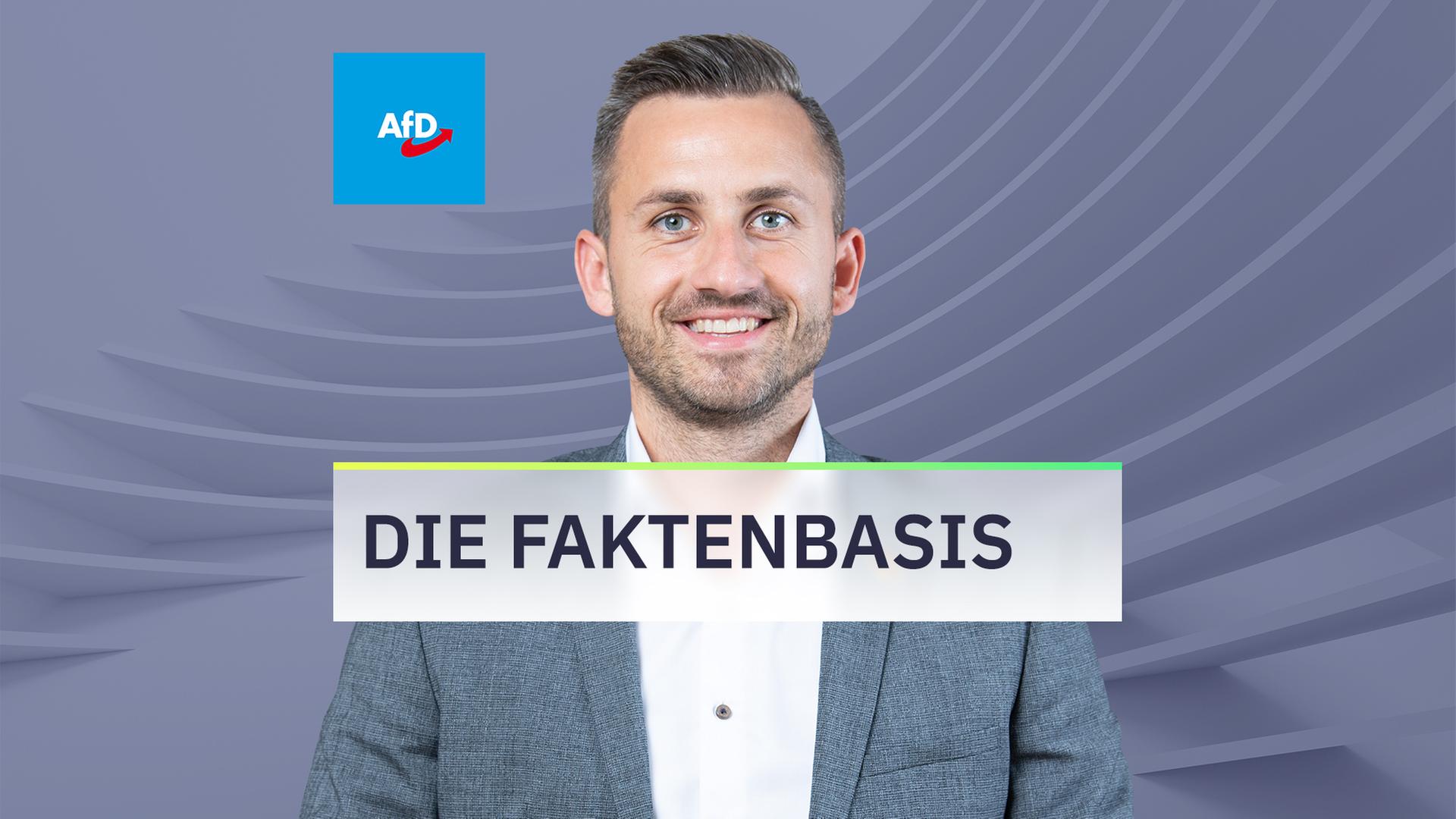 Porträtbild des Spitzenkandidaten für die AfD zur Landtagswahl in Sachsen-Anhalt, Ulrich Siegmund. Darauf montiert sind eine Grafik mit der Aufschrift 