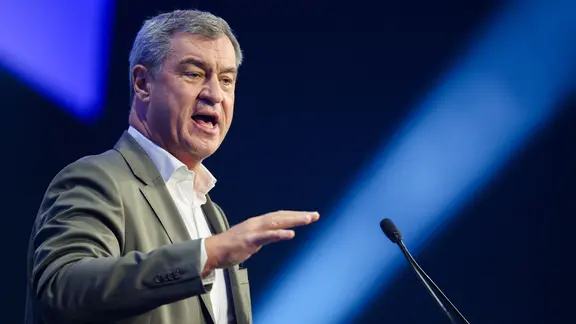 Markus Söder (CSU), Ministerpräsident des Landes Bayern, spricht beim Deutschlandtag der Jungen Union